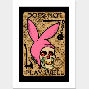 Does Not Play Well Burger Skull Posters and Art